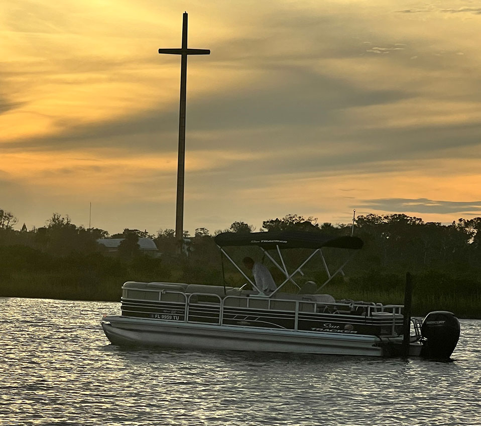 Doodle Cruises sunset cruise view of The Great Cross St. Augustine, FL